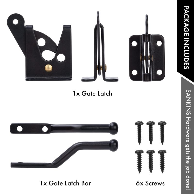 SANKINS Self Locking Gate Latch Automatic Gravity Lever for Wood Fence Gate, Door Latches, Steel, Black - Image 4